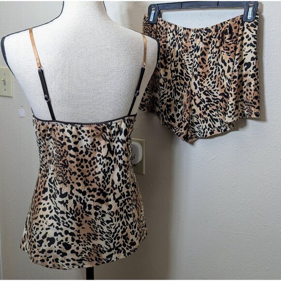 Womens‎ Size Small 2 Pc Babydoll Cami & Shorts Pajama Set Leopard Vintage Retro - Picture 3 of 16